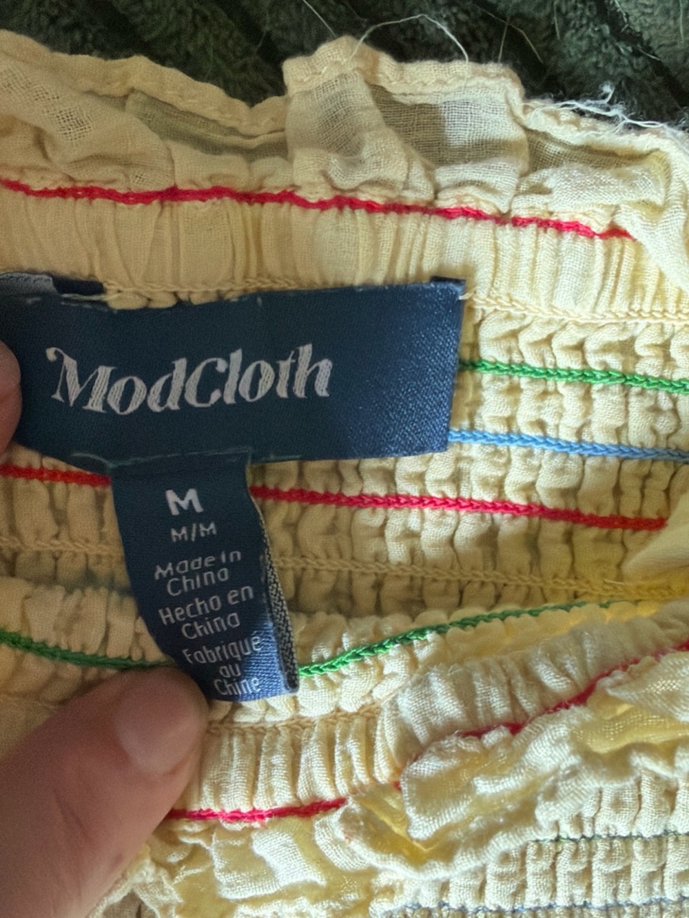 Modcloth Cream Smocked Ruffle Tank Top - Picture 2 of 4